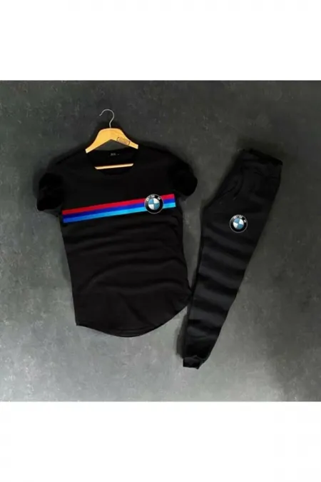 Erkek Siyah Dijital Baskılı Bmw Takım