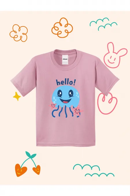 Cute Jellyfish Design Printed Kids T-shirt