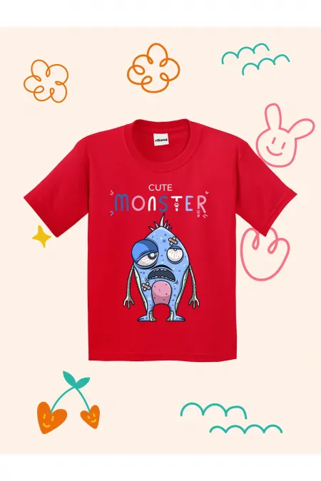 Cute Monster Print Kids T-shirt