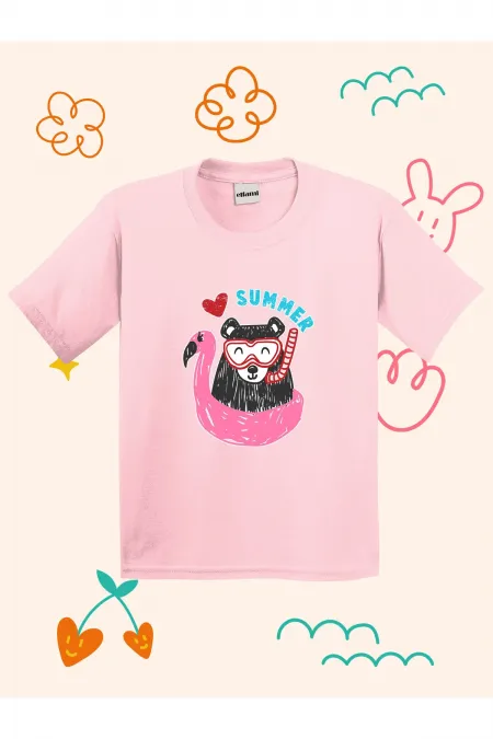 Summer Teddy Bear Print Kids T-shirt
