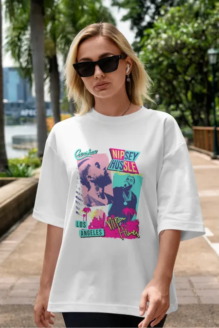 Unisex Men's/Women's NIPSEY HUSSLE Custom Printed Oversize Cotton Crew Neck T-Shirt