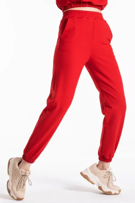 Women's, Red, High Waisted, Jogger Sweatpants