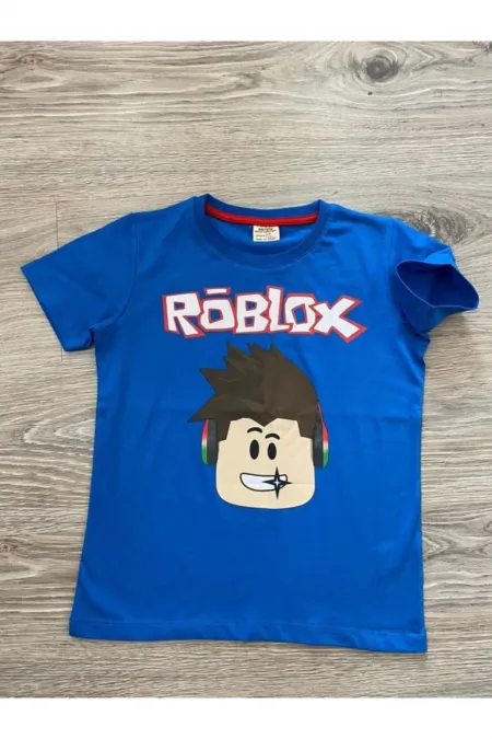 Erkek Çocuk Mavi Roblox Baskılı T-shırt