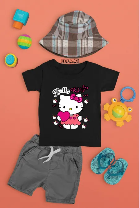 T-shirt imprimé Hello Kitty pour filles/garçons