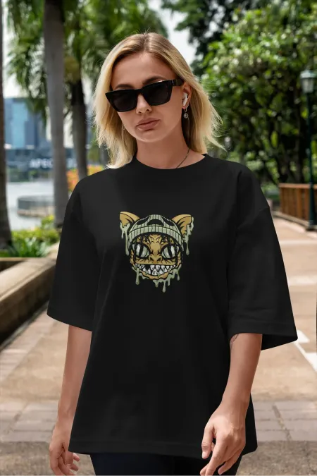 Unisex Men's/Women's TOXIC CAT Custom Printed Oversize Cotton Crew Neck T-Shirt