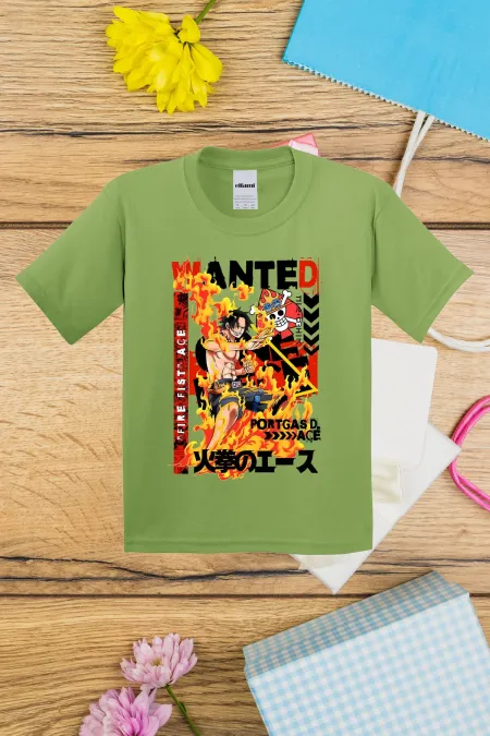 T-shirt imprimé OnePiece Portgas D Ace pour enfants