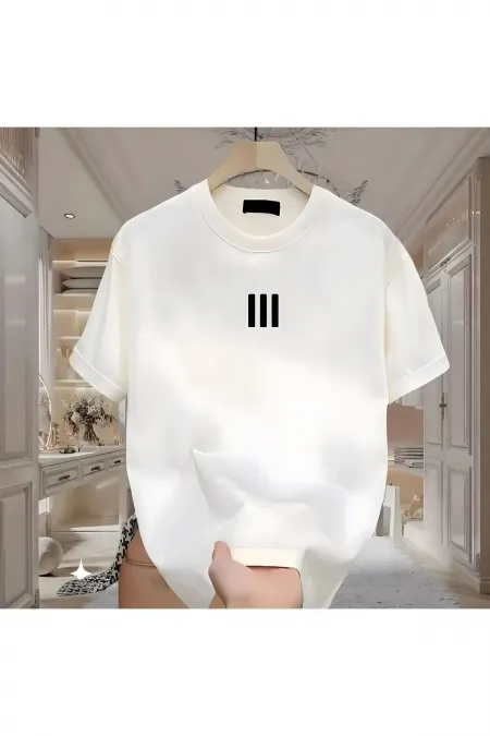 Newon 3 Stripe Printed White Men's T-shirt
