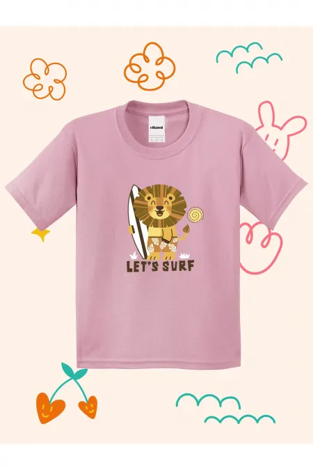 Lets Surf Lion Print Kids T-shirt