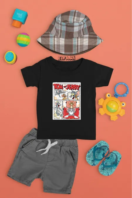 T-shirt imprimé Tom et Jerry pour fille/garçon