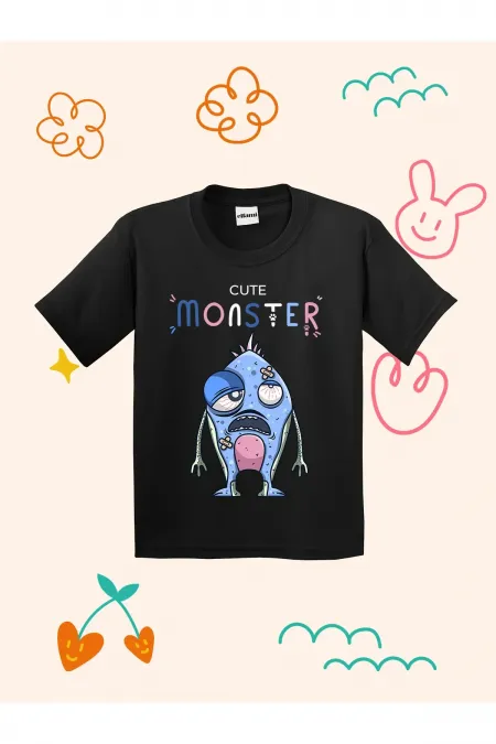Cute Monster Print Kids T-shirt
