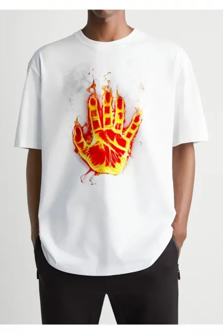 Oversized Printed White T-shirt