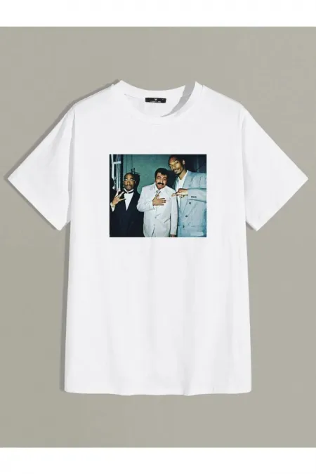 Unisex White Muslim Printed Oversize T-Shirt