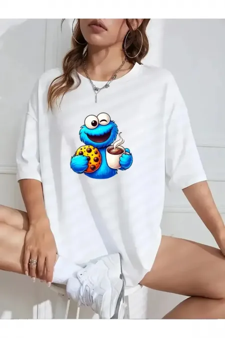 Cookie Monster Design T-shirt Oversize