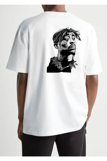 Oversized Printed White T-shirt