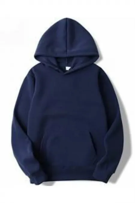 2 Iplik Unisex Lacivert Kapüşonlu Kangru Cep Slımfıtt Sweatshirt