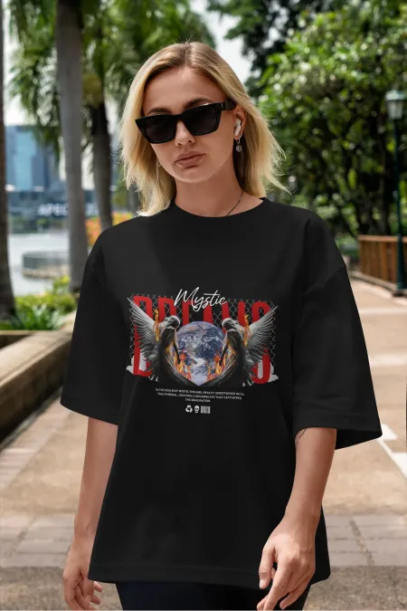 Unisex Men's/Women's MYSTIC DREAMS Custom Printed Oversize Cotton Crew Neck T-Shirt