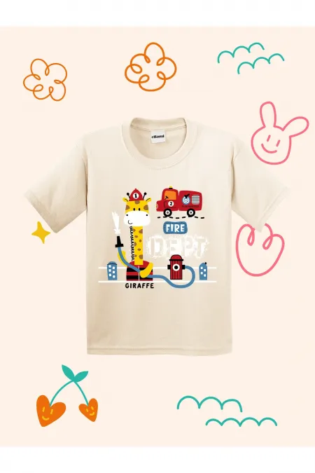 Firefighter Giraffe Print Kids T-shirt