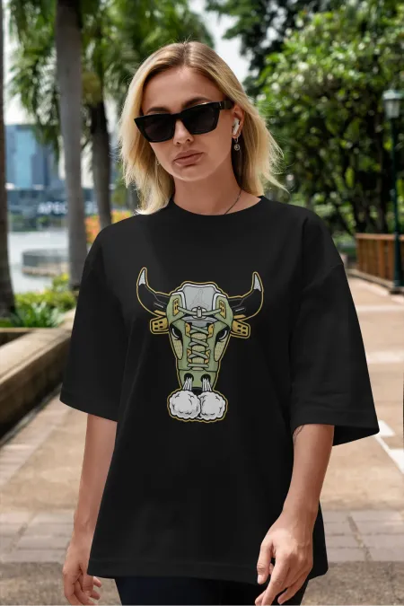 Unisex Men's/Women's BULL Custom Printed Oversize Cotton Crew Neck T-Shirt