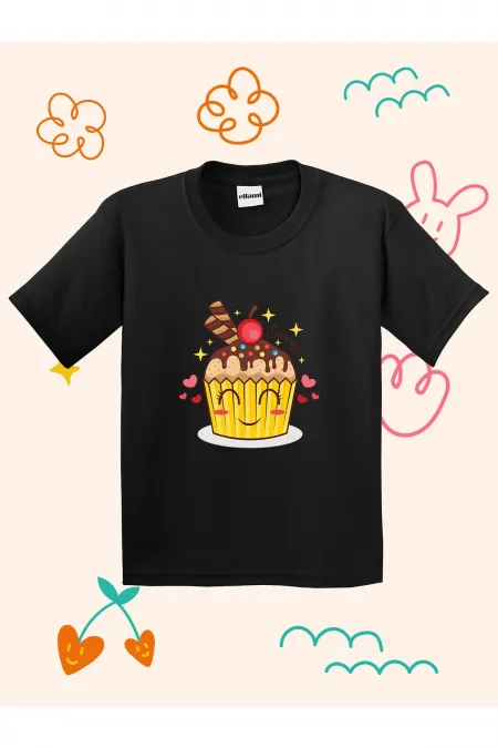 Kids' T-shirt with Cupcake Print