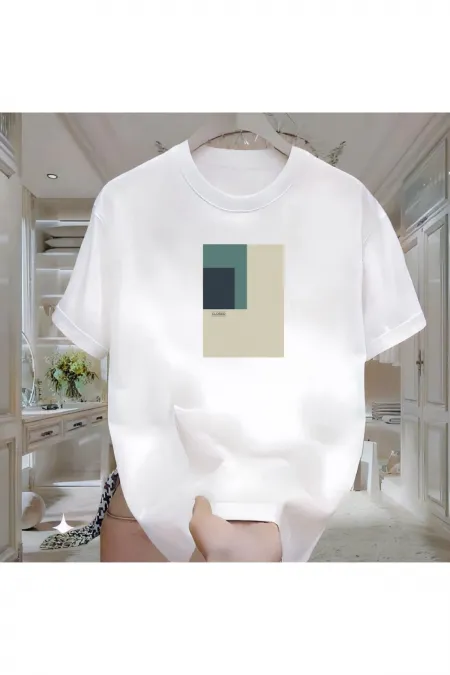 Closed Pattern Printed White T-shirt