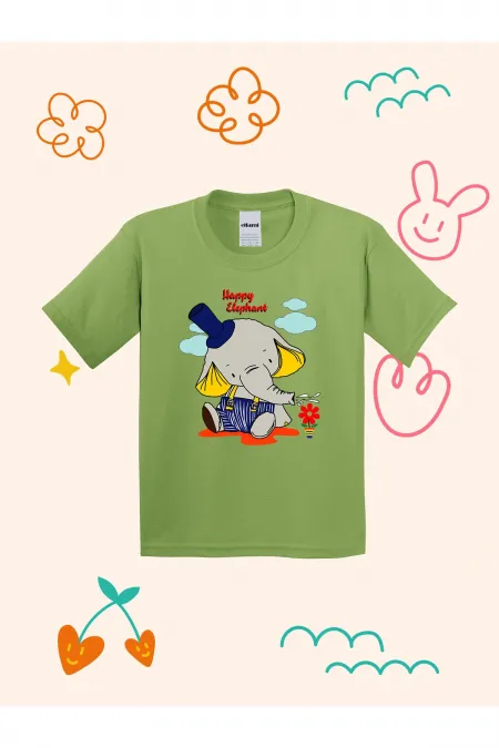Happy Elephant Printed Kids T-shirt