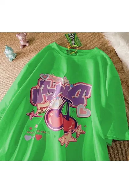 Cartoon Cherry White T-shirt ( Unisex )