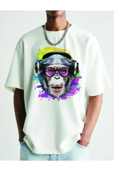 Monkey Printed Oversized T-shirt