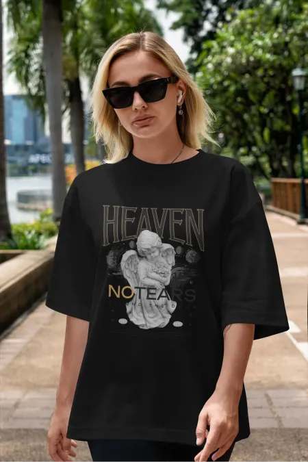 Unisex Women's/Men's HEAVEN Colorful Custom Printed Oversize Cotton Jersey T-Shirt