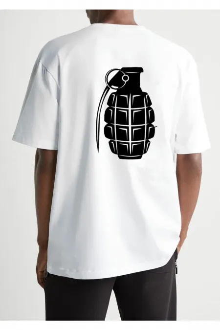 Oversize Bomb Printed White T-shirt