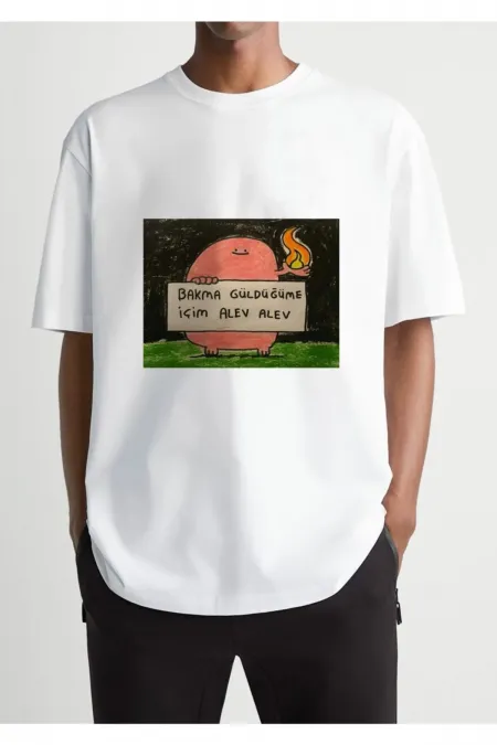 Oversize White Printed T-shirt