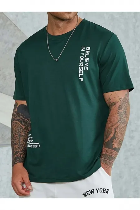 Men's Green Oversize Believe T-shirt