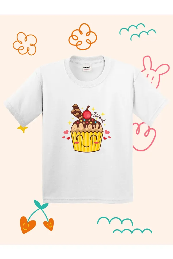 Cupcake Baskılı Çocuk T-shirt