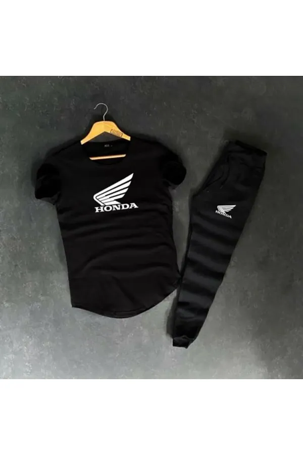 Erkek Siyah Dijital Baskılı Honda Takım