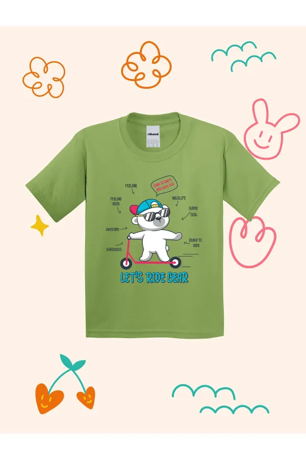 Kids' T-shirt with Skateboarder Teddy Bear Design Print
