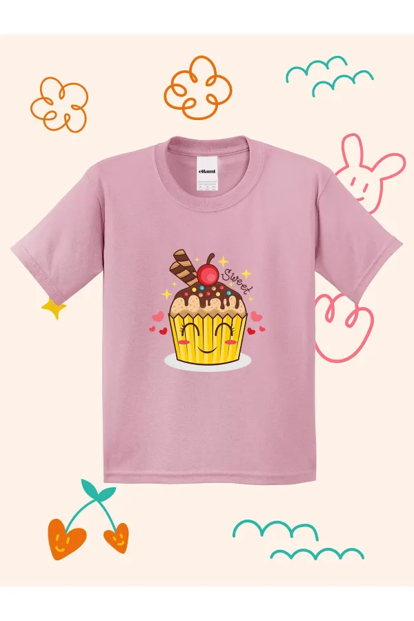 Cupcake Baskılı Çocuk T-shirt