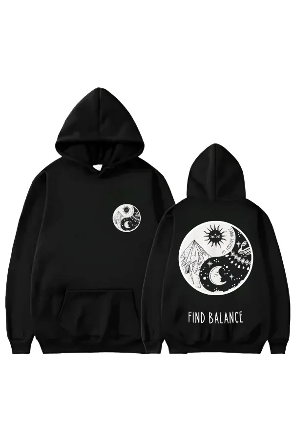FIND BALANCE PRINTED HOODED SWEAT
