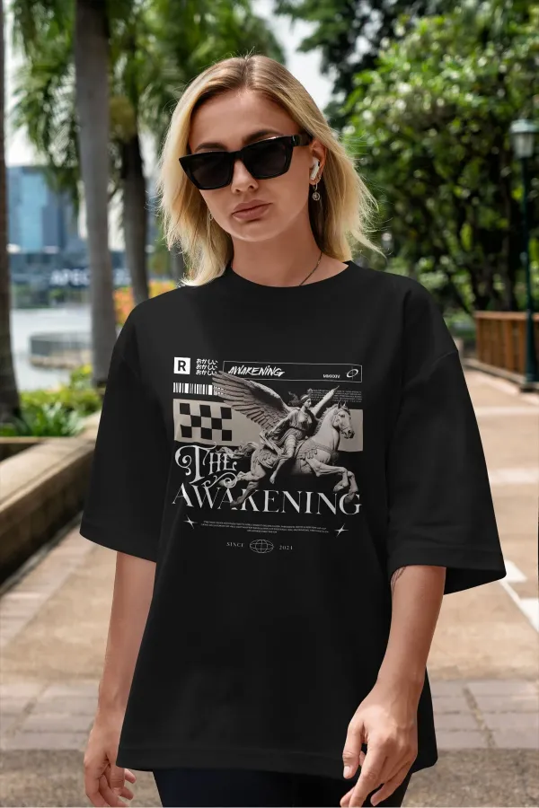 Unisex Women's/Men's THE AWAKENING Colorful Custom Printed Oversize Cotton Jersey T-Shirt