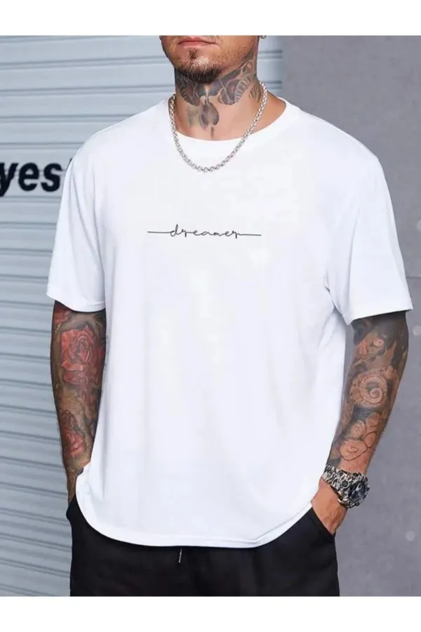 Men's White Dreamer Printed Oversize T-shirt garalio
