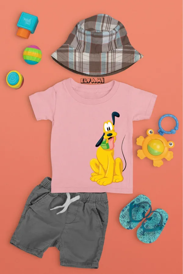 Sevimli Köpek Detay Baskılı Kız/Erkek Çocuk T-Shirt