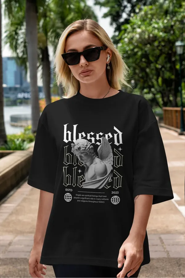 Unisex Women's/Men's BLESSED ESTD 2023 Colorful Custom Printed Oversize Cotton Jersey T-Shirt