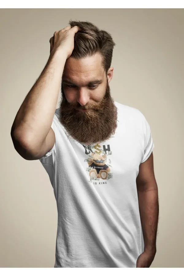 Oversize Baskılı Beyaz Tshirt
