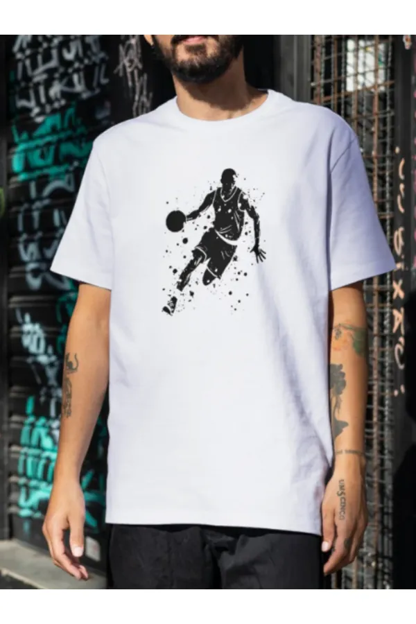 Unisex Men's Basketball Player Oversize Combed Cotton T-shirt