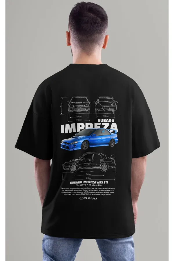 Unisex Erkek/Kadın SUBARU IMPREZA Renkli Özel Baskılı Oversize Pamuklu Bisiklet Yaka T-Shirt Tişört