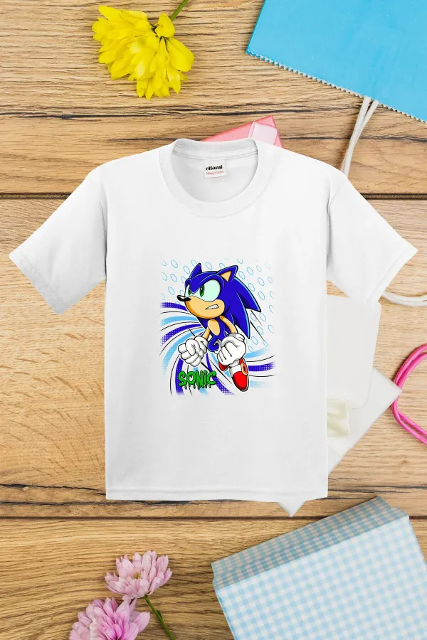 Sonic Tasarım Baskılı Çocuk Tshirt