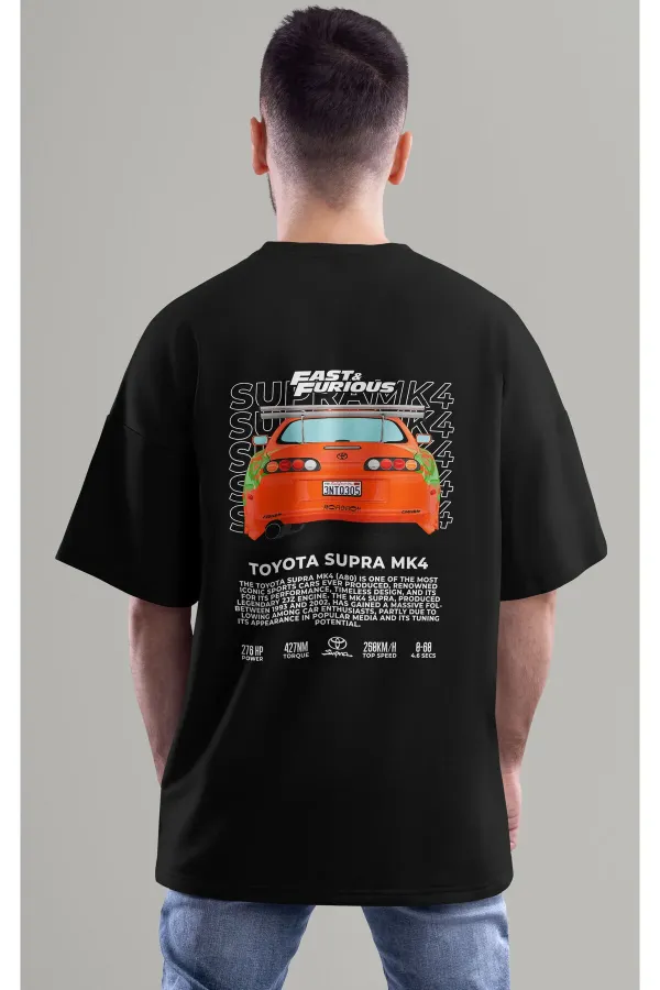 Unisex Erkek/Kadın TOYATA SUPRA MK4 Renkli Özel Baskılı Oversize T-Shirt Tişört