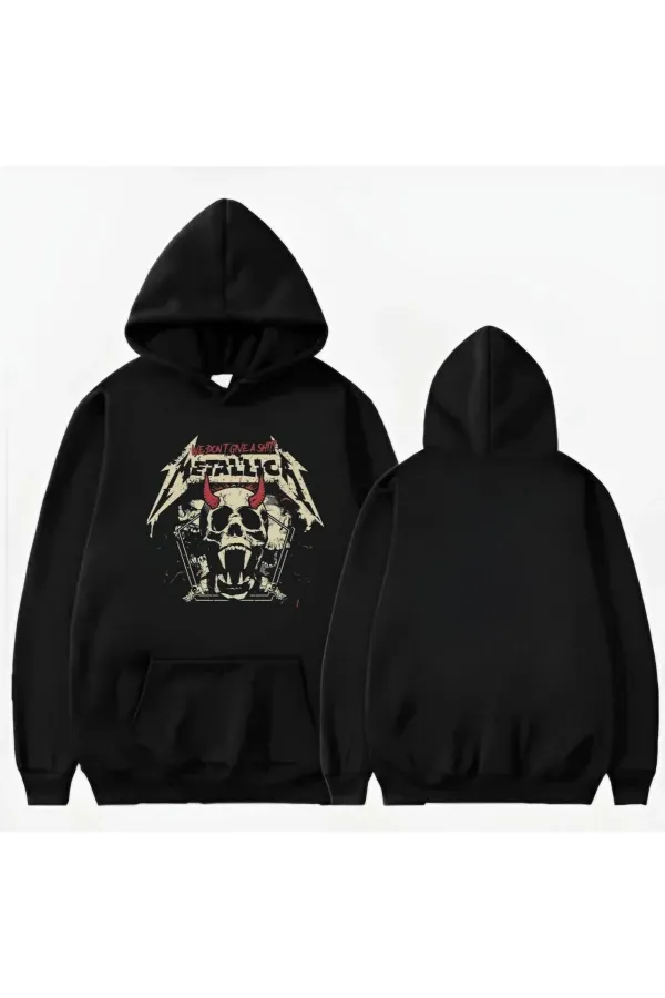 METALICA SKULL PRINTED HOODED SWEATSHIRT