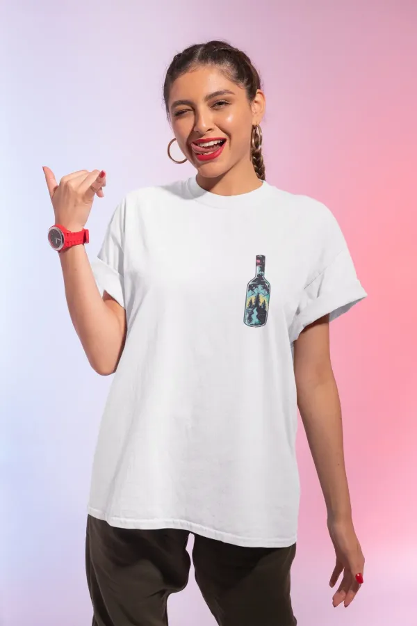 Oversize Baskılı Beyaz Tshirt