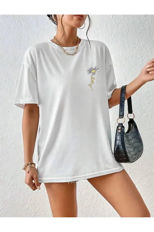 DAISY Printed Summer Cotton Fabric Oversize T-shirt