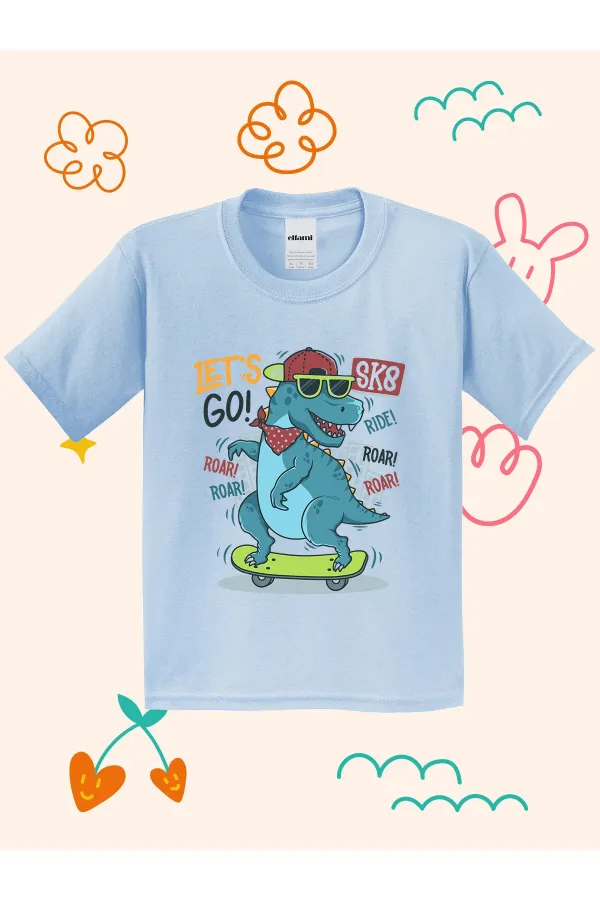 Lets Go Dino Print Kids T-shirt
