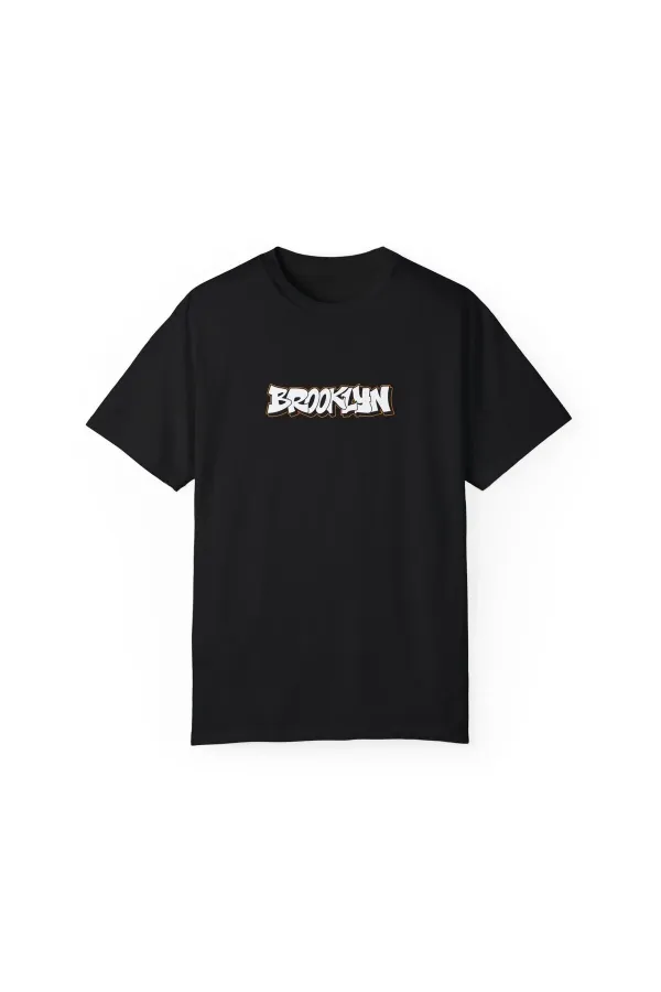 Unisex Brooklyn Printed Black Basic T-shirt